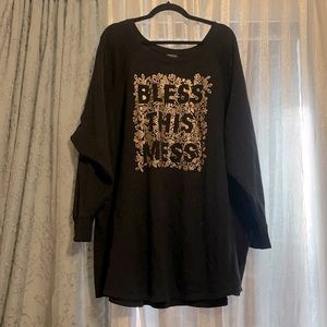 Torrid black “bless this mess” gold foil graphic sweatshirt